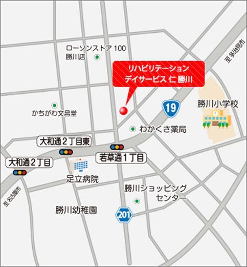 リハビリテーション デイサービス 仁 勝川マップ