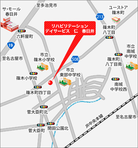 リハビリテーション デイサービス 仁 春日井マップ